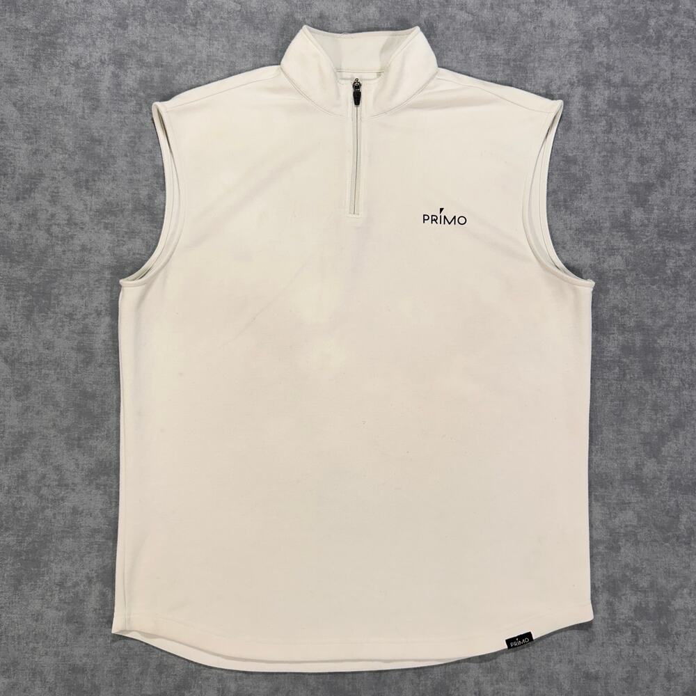 Primo Quarter Zip Vest Mens XL White Golf Performance Stretch Modal Sleeveless